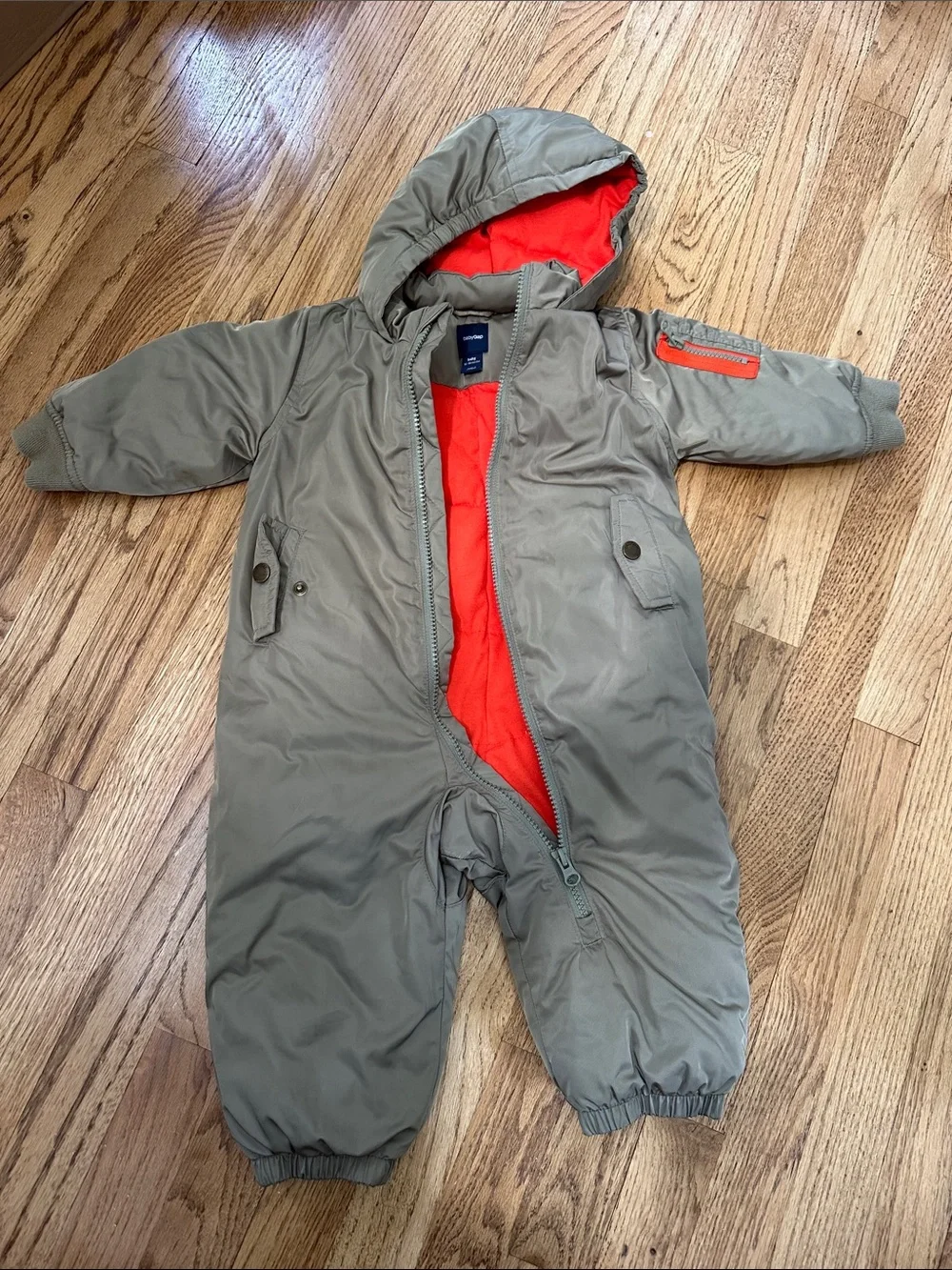 GAP BabyGap Snowsuit army green with orange inside